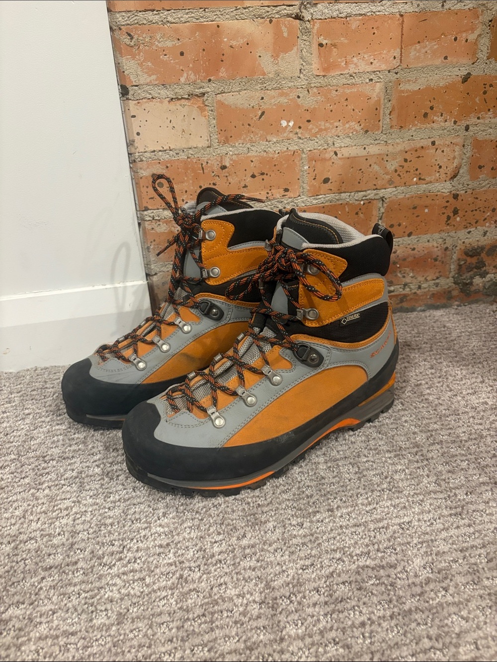 Scarpa Orange and Gray Mountaineering Boots